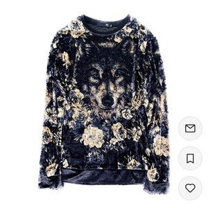 Velvet Floral Wolf Shirt